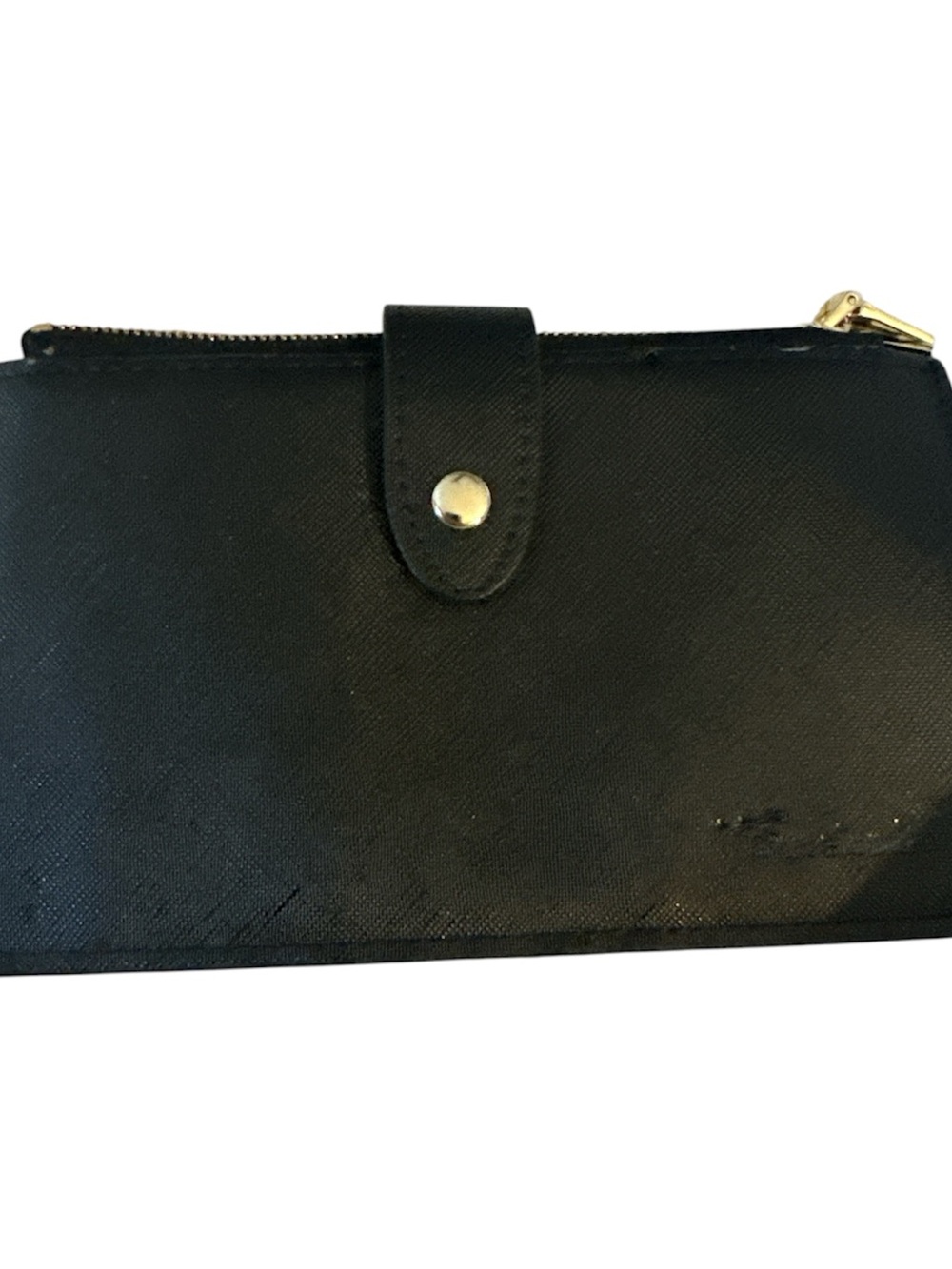 Travelambo Classic Black Women's Snap & Zip Wallet rfid two zip pockets gold acc